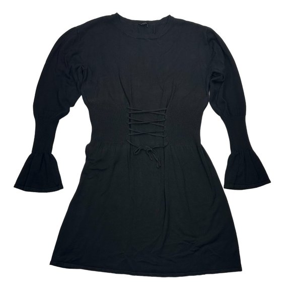 Express Dresses & Skirts - Express Bell Sleeve Corset Waist Sweater Dress (L)